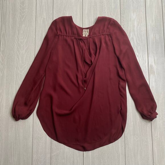 Haute Hippie Women's Silk Burgundy Red Draped Front Blouse Size Small - Picture 3 of 12
